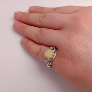 Lemon jade wire wrapped ring size 6